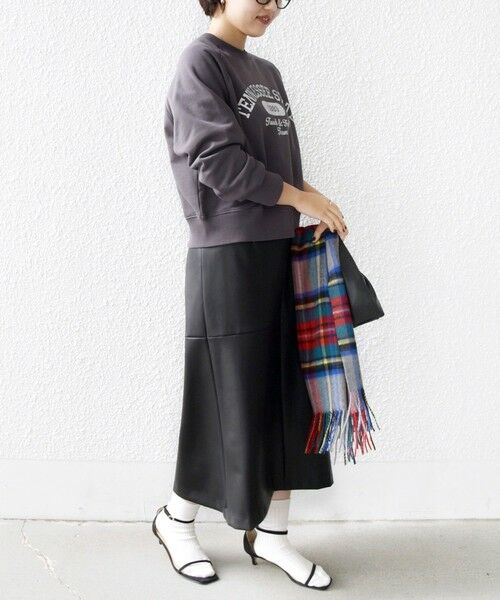 SHIPS / シップス ミニ・ひざ丈スカート | 〈手洗い可能〉合成皮革 ウエスト ゴム スカート | 詳細4