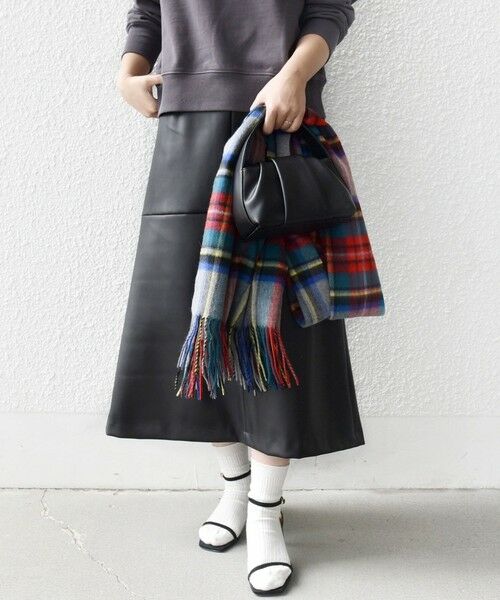 SHIPS / シップス ミニ・ひざ丈スカート | 〈手洗い可能〉合成皮革 ウエスト ゴム スカート | 詳細6