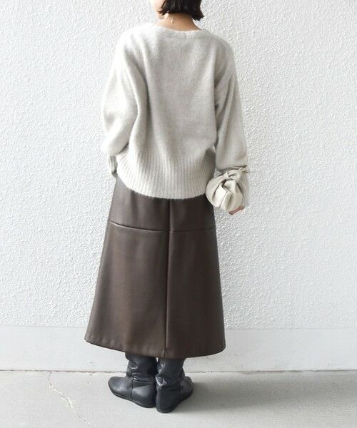 SHIPS / シップス ミニ・ひざ丈スカート | 〈手洗い可能〉合成皮革 ウエスト ゴム スカート | 詳細13