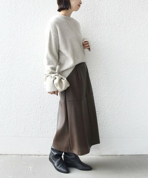 SHIPS / シップス ミニ・ひざ丈スカート | 〈手洗い可能〉合成皮革 ウエスト ゴム スカート | 詳細14