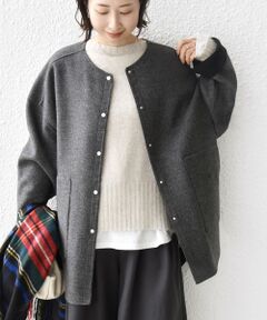 SHIPS / シップス その他アウター | セミ 梳毛 配色 リバー ノーカラー コート