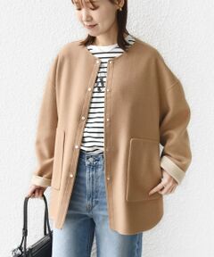 SHIPS / シップス その他アウター | セミ 梳毛 配色 リバー ノーカラー コート