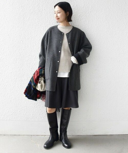 SHIPS / シップス その他アウター | セミ 梳毛 配色 リバー ノーカラー コート | 詳細1