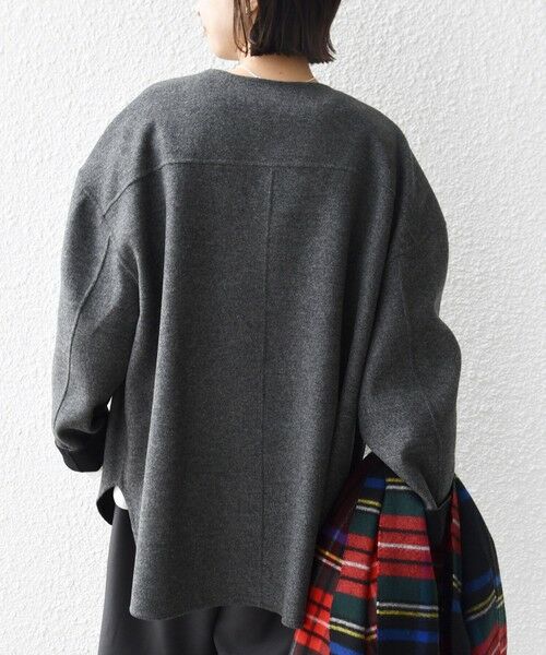 SHIPS / シップス その他アウター | セミ 梳毛 配色 リバー ノーカラー コート | 詳細7