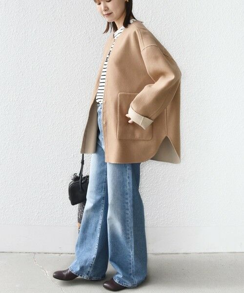 SHIPS / シップス その他アウター | セミ 梳毛 配色 リバー ノーカラー コート | 詳細13