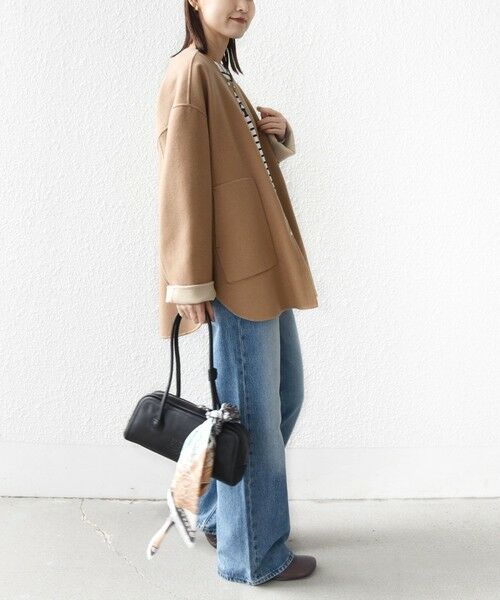 SHIPS / シップス その他アウター | セミ 梳毛 配色 リバー ノーカラー コート | 詳細15