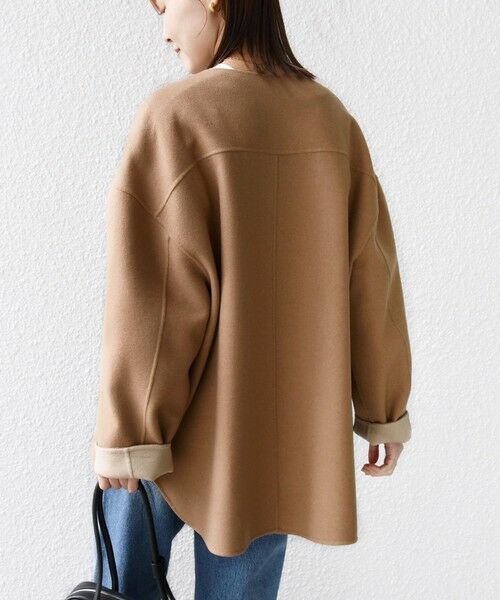 SHIPS / シップス その他アウター | セミ 梳毛 配色 リバー ノーカラー コート | 詳細18