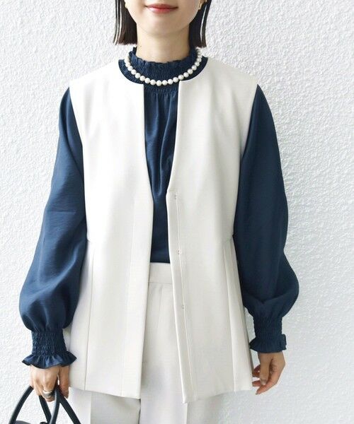 SHIPS / シップス ベスト | ダブル クロス ジレ オフホワイト（セレモニー対応可） | 詳細15