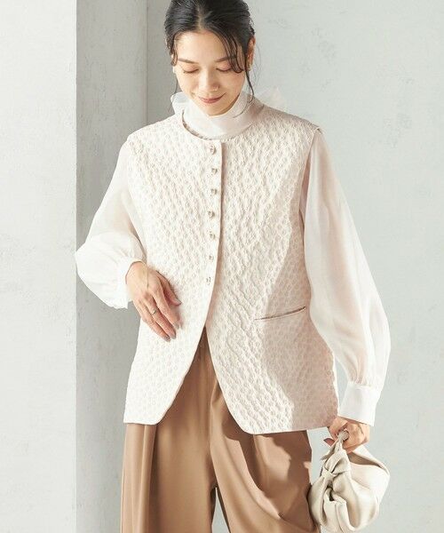 SHIPS / シップス ベスト | 《予約》ミニ フラワー ジャカード パール モチーフ ボタン ジレ（セレモニー対応可） | 詳細11