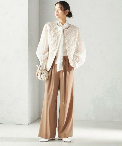 SHIPS / シップス ベスト | 《予約》ミニ フラワー ジャカード パール モチーフ ボタン ジレ（セレモニー対応可） | 詳細2