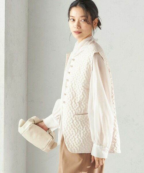 SHIPS / シップス ベスト | 《予約》ミニ フラワー ジャカード パール モチーフ ボタン ジレ（セレモニー対応可） | 詳細6