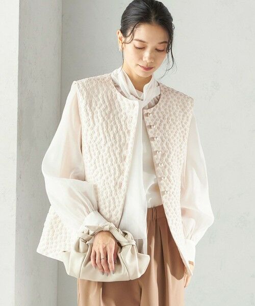 SHIPS / シップス ベスト | 《予約》ミニ フラワー ジャカード パール モチーフ ボタン ジレ（セレモニー対応可） | 詳細8