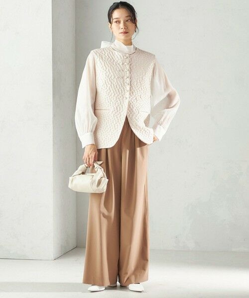 SHIPS / シップス ベスト | 《予約》ミニ フラワー ジャカード パール モチーフ ボタン ジレ（セレモニー対応可） | 詳細9