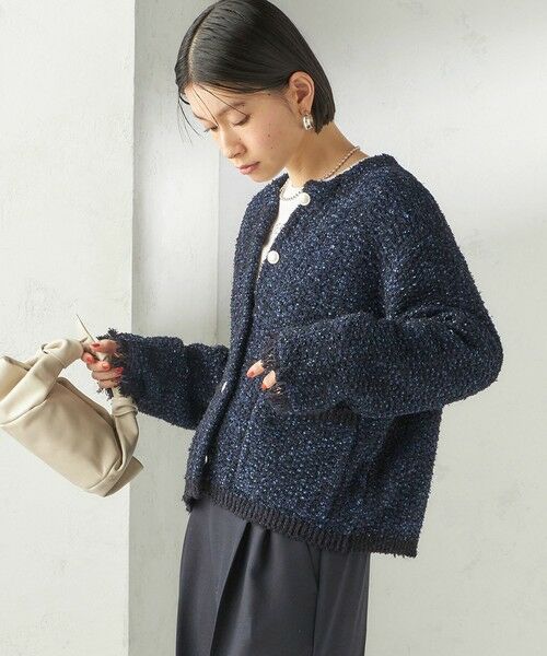 SHIPS / シップス ノーカラージャケット | 《予約》〈手洗い可能〉ミックスカラー ニット ジャケット | 詳細22