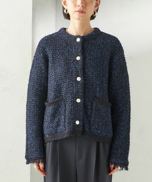 SHIPS / シップス ノーカラージャケット | 《予約》〈手洗い可能〉ミックスカラー ニット ジャケット | 詳細29