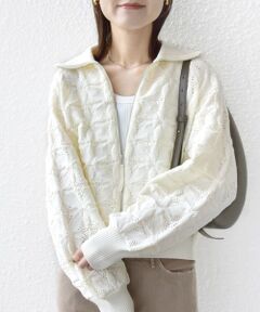 SHIPS / シップス カーディガン・ボレロ | 《予約》【WEB限定】〈手洗い可能〉フラワー ジャカード ジップ カーディガン