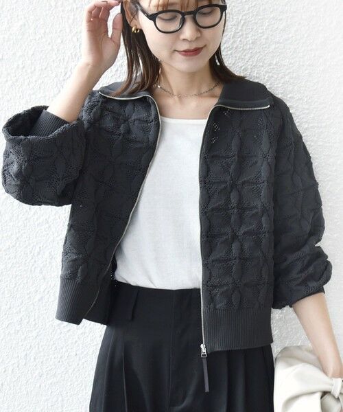 SHIPS / シップス カーディガン・ボレロ | 《予約》【WEB限定】〈手洗い可能〉フラワー ジャカード ジップ カーディガン | 詳細15