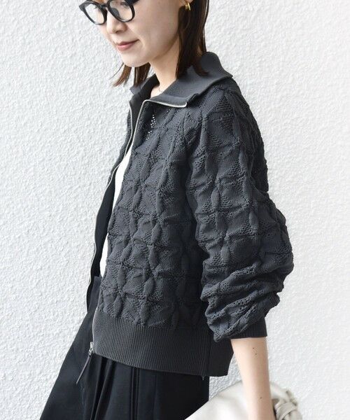 SHIPS / シップス カーディガン・ボレロ | 《予約》【WEB限定】〈手洗い可能〉フラワー ジャカード ジップ カーディガン | 詳細16