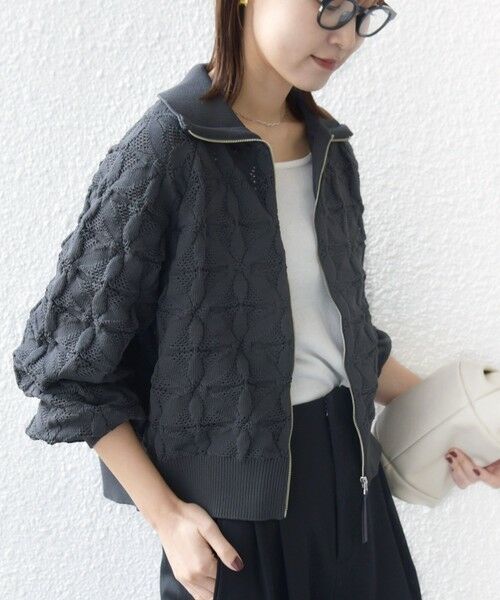 SHIPS / シップス カーディガン・ボレロ | 《予約》【WEB限定】〈手洗い可能〉フラワー ジャカード ジップ カーディガン | 詳細18