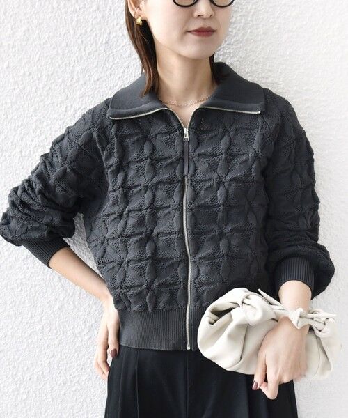 SHIPS / シップス カーディガン・ボレロ | 《予約》【WEB限定】〈手洗い可能〉フラワー ジャカード ジップ カーディガン | 詳細19