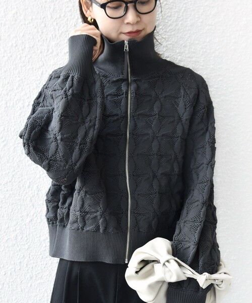 SHIPS / シップス カーディガン・ボレロ | 《予約》【WEB限定】〈手洗い可能〉フラワー ジャカード ジップ カーディガン | 詳細20