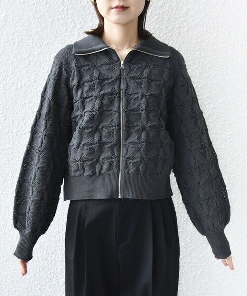 SHIPS / シップス カーディガン・ボレロ | 《予約》【WEB限定】〈手洗い可能〉フラワー ジャカード ジップ カーディガン | 詳細28