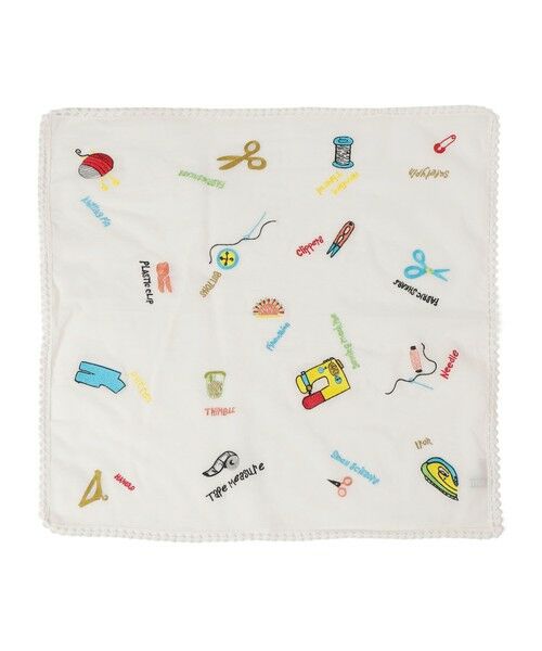 SHIPS / シップス バンダナ・スカーフ | ANATHA:ポンポン 刺繍 バンダナ スカーフ（ライトホワイト）