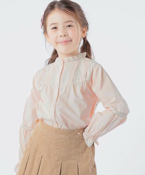 SHIPS / シップス シャツ・ブラウス | SHIPS KIDS:100〜130cm / ピンタック レース ブラウス(ピンクベージュ)