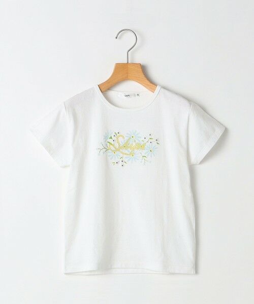 SHIPS / シップス Tシャツ | SHIPS KIDS:80〜90cm / ガーリー エンブロイダリー ロゴ Tシャツ（オフホワイト）