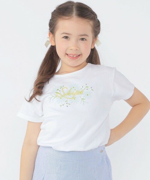 SHIPS / シップス Tシャツ | SHIPS KIDS:100〜130cm / ガーリー エンブロイダリー ロゴ Tシャツ | 詳細1