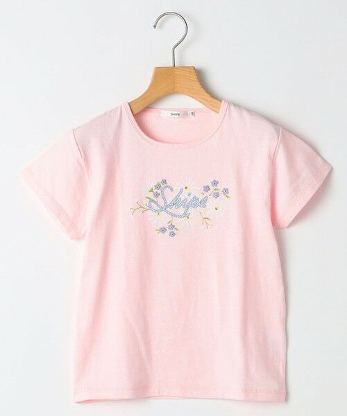 SHIPS / シップス Tシャツ | SHIPS KIDS:140〜150cm / ガーリー エンブロイダリー ロゴ Tシャツ（ピンク）