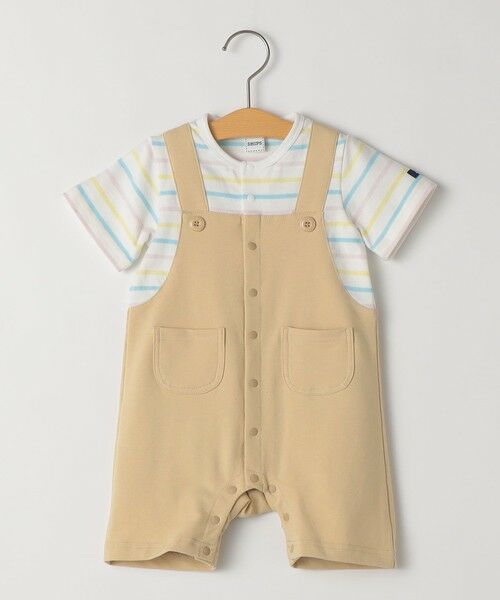 SHIPS / シップス ロンパース | SHIPS KIDS:70〜80cm / フェイク サスペンダー ロンパース（オフホワイト）