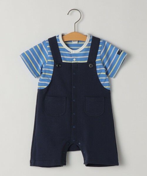 SHIPS / シップス ロンパース | SHIPS KIDS:70〜80cm / フェイク サスペンダー ロンパース（ブルー）