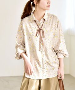 SHIPS / シップス シャツ・ブラウス | 《予約》quaranciel:〈洗濯機可能〉ドット フラワープリント リボンタイ シャツ