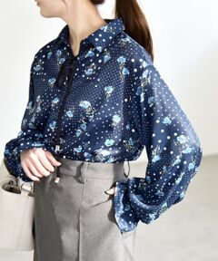 SHIPS / シップス シャツ・ブラウス | 《予約》quaranciel:〈洗濯機可能〉ドット フラワープリント リボンタイ シャツ