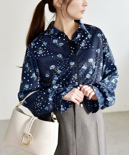 SHIPS / シップス シャツ・ブラウス | 《予約》quaranciel:〈洗濯機可能〉ドット フラワープリント リボンタイ シャツ | 詳細13