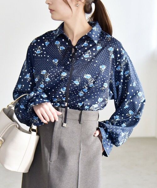 SHIPS / シップス シャツ・ブラウス | 《予約》quaranciel:〈洗濯機可能〉ドット フラワープリント リボンタイ シャツ | 詳細9