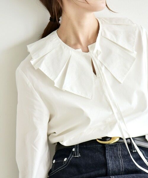 SHIPS / シップス シャツ・ブラウス | 《予約》quaranciel:〈洗濯機可能〉タックカラー 2way キーネック シャツ ブラウス | 詳細3