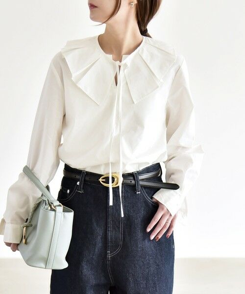 SHIPS / シップス シャツ・ブラウス | 《予約》quaranciel:〈洗濯機可能〉タックカラー 2way キーネック シャツ ブラウス | 詳細4