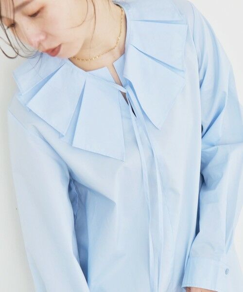 SHIPS / シップス シャツ・ブラウス | 《予約》quaranciel:〈洗濯機可能〉タックカラー 2way キーネック シャツ ブラウス（ライトブルー）