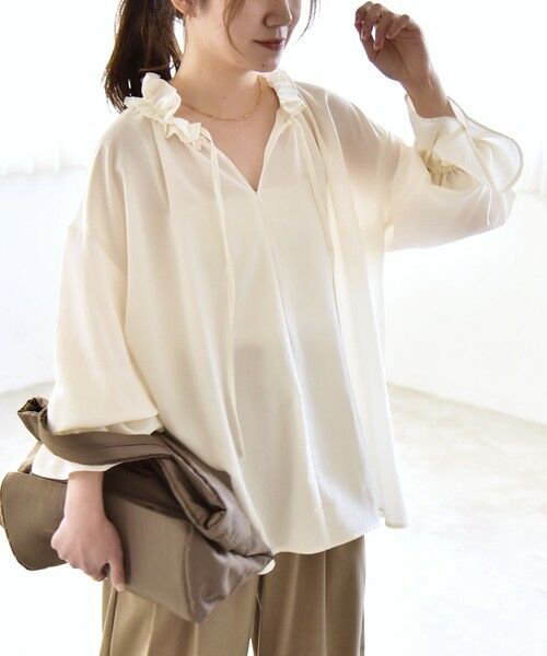 SHIPS / シップス シャツ・ブラウス | 《予約》quaranciel:〈洗濯機可能〉フリルカラー リボン ロングスリーブ ブラウス | 詳細5