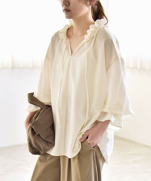 SHIPS / シップス シャツ・ブラウス | 《予約》quaranciel:〈洗濯機可能〉フリルカラー リボン ロングスリーブ ブラウス | 詳細7