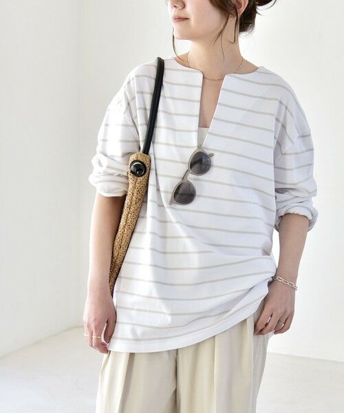 SHIPS / シップス Tシャツ | quaranciel:〈洗濯機可能〉ボーダー ビッグ スキッパー プルオーバー | 詳細8