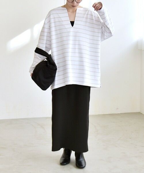 SHIPS / シップス Tシャツ | quaranciel:〈洗濯機可能〉ボーダー ビッグ スキッパー プルオーバー | 詳細9