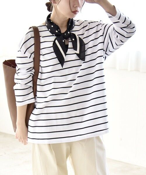 SHIPS / シップス Tシャツ | 《予約》quaranciel:〈洗濯機可能〉ボーダー スキッパー ロングスリーブ プルオーバー | 詳細10