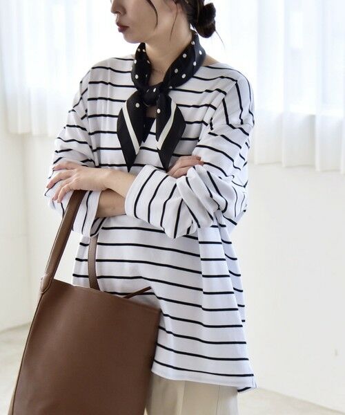 SHIPS / シップス Tシャツ | 《予約》quaranciel:〈洗濯機可能〉ボーダー スキッパー ロングスリーブ プルオーバー | 詳細11