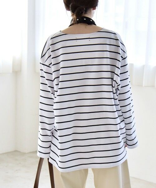 SHIPS / シップス Tシャツ | 《予約》quaranciel:〈洗濯機可能〉ボーダー スキッパー ロングスリーブ プルオーバー | 詳細14