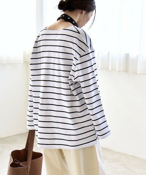 SHIPS / シップス Tシャツ | 《予約》quaranciel:〈洗濯機可能〉ボーダー スキッパー ロングスリーブ プルオーバー | 詳細15