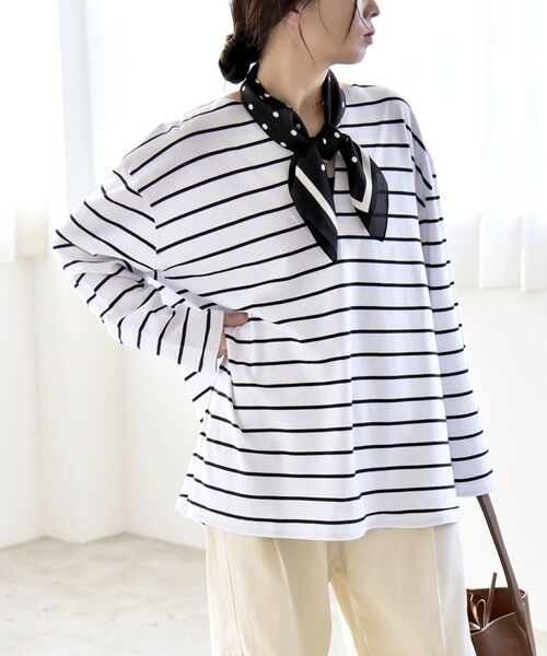 SHIPS / シップス Tシャツ | 《予約》quaranciel:〈洗濯機可能〉ボーダー スキッパー ロングスリーブ プルオーバー | 詳細16