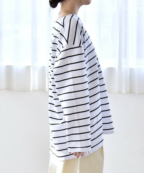 SHIPS / シップス Tシャツ | 《予約》quaranciel:〈洗濯機可能〉ボーダー スキッパー ロングスリーブ プルオーバー | 詳細18